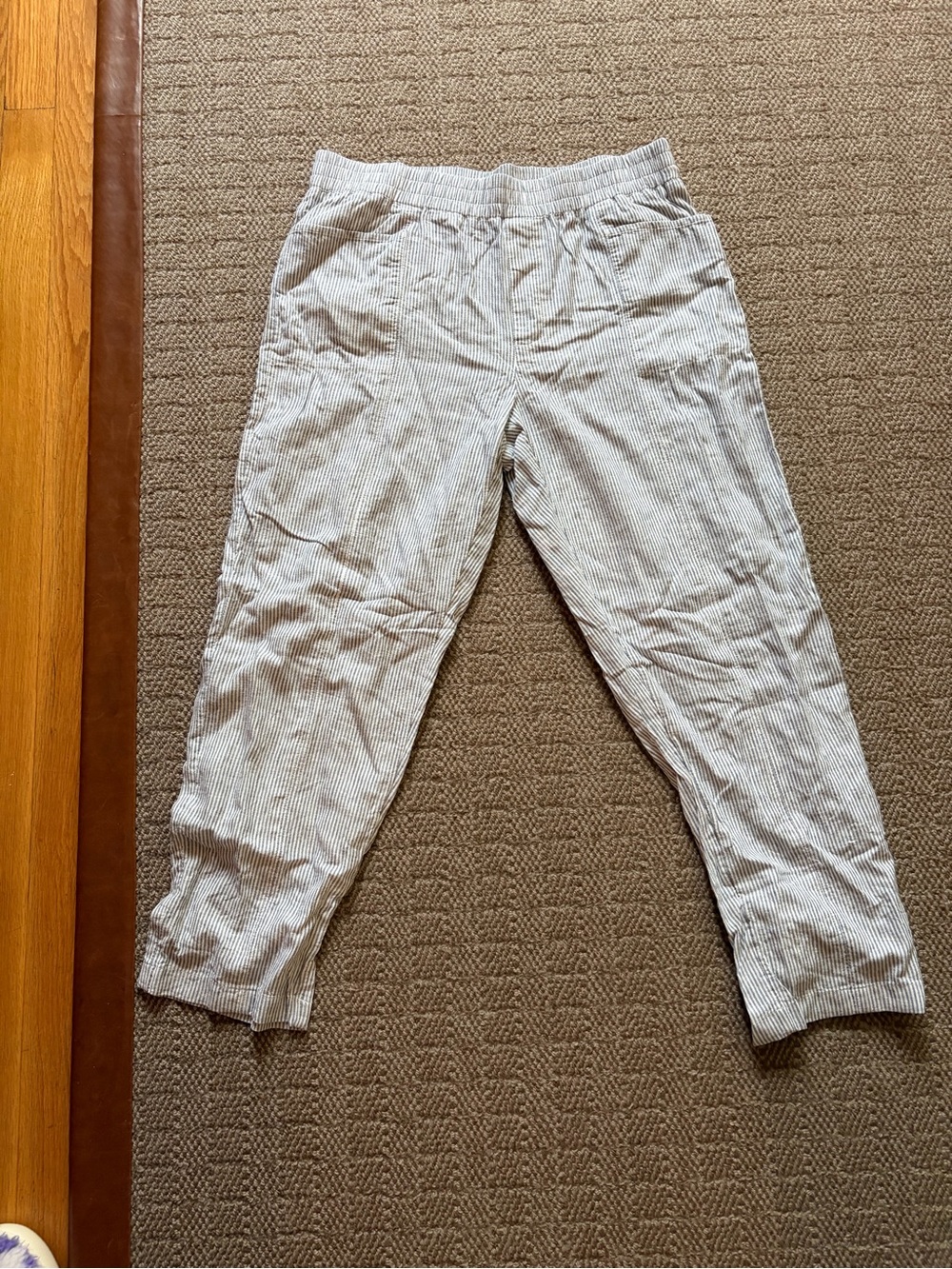 Caslon Blue and White Striped Elastic-Waist Pants